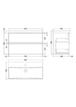 800mm Wall Hung 2 Drawer Unit & Basin 3 - Image 3