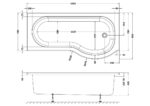 1700mm Right Hand P-Shaped Bath - Image 4
