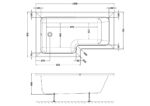 1500mm Left Hand Square Shower Bath - Image 3