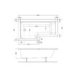 1600mm Left Hand Square Shower Bath - Image 3