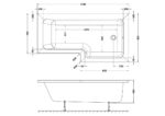 1600mm Right Hand Square Shower Bath - Image 3