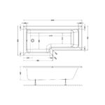 1700mm Left Hand Square Shower Bath - Image 3