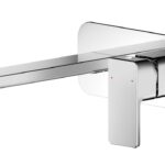 Wall Mounted 2 Tap Hole Basin Mixer With Plate