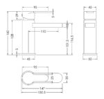 Nuie Windon Mono Basin Mixer With Push Button Waste - Image 4