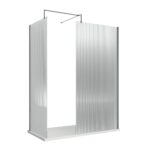 1000mm Fluted Wetroom Screen with Support Bar - Image 3