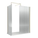 800mm Fluted Wetroom Screen with Support Bar - Image 3