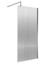 Fluted Wetroom Screen - 1850x1000mm - Brushed Pewter