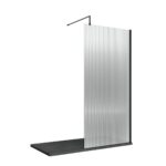 900mm Fluted Wetroom Screen with Support Bar