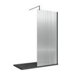 1000mm Fluted Wetroom Screen with Support Bar
