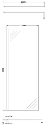 800mm Wetroom Screen & Support Bar - Image 2