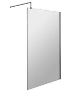 Hudson Reed 1200mm Wetroom Screen With Black Support Bar