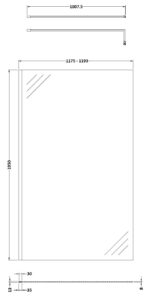 Hudson Reed 1200mm Wetroom Screen With Black Support Bar - Image 2