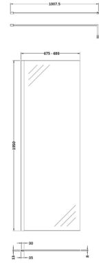 Hudson Reed 700mm Wetroom Screen With Black Support Bar - Image 2