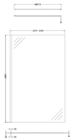 Nuie Wetroom Screen 1200x1850x8mm - Brushed Pewter - Image 2