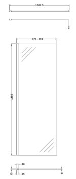 Nuie Wetroom Screen 700x1850x8mm - Brushed Pewter - Image 2