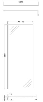 Nuie Wetroom Screen 760x1850x8mm - Brushed Pewter - Image 3