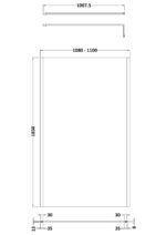 1100mm Wetroom Screen Outer Frame 1850x8mm - Brushed Pewter - Image 2