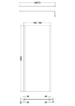 760mm Wetroom Screen Outer Frame 1850x8mm - Brushed Pewter - Image 2