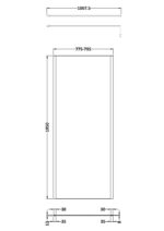800mm Outer Framed Wetroom Screen with Support Bar - Image 2